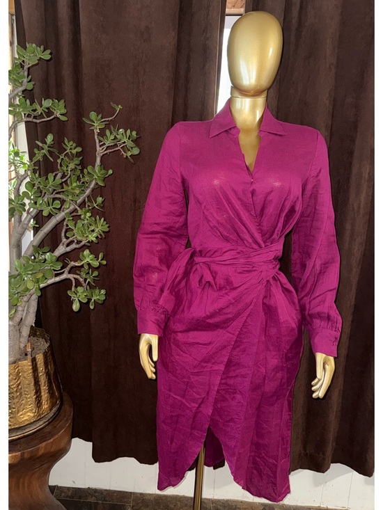 Magaschoni Dresses & Skirts - Magaschoni Berry Fuchsia linen blend Dress